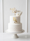 Custom Mirror Acrylic Wedding Cake Topper & Monogram Charm Set