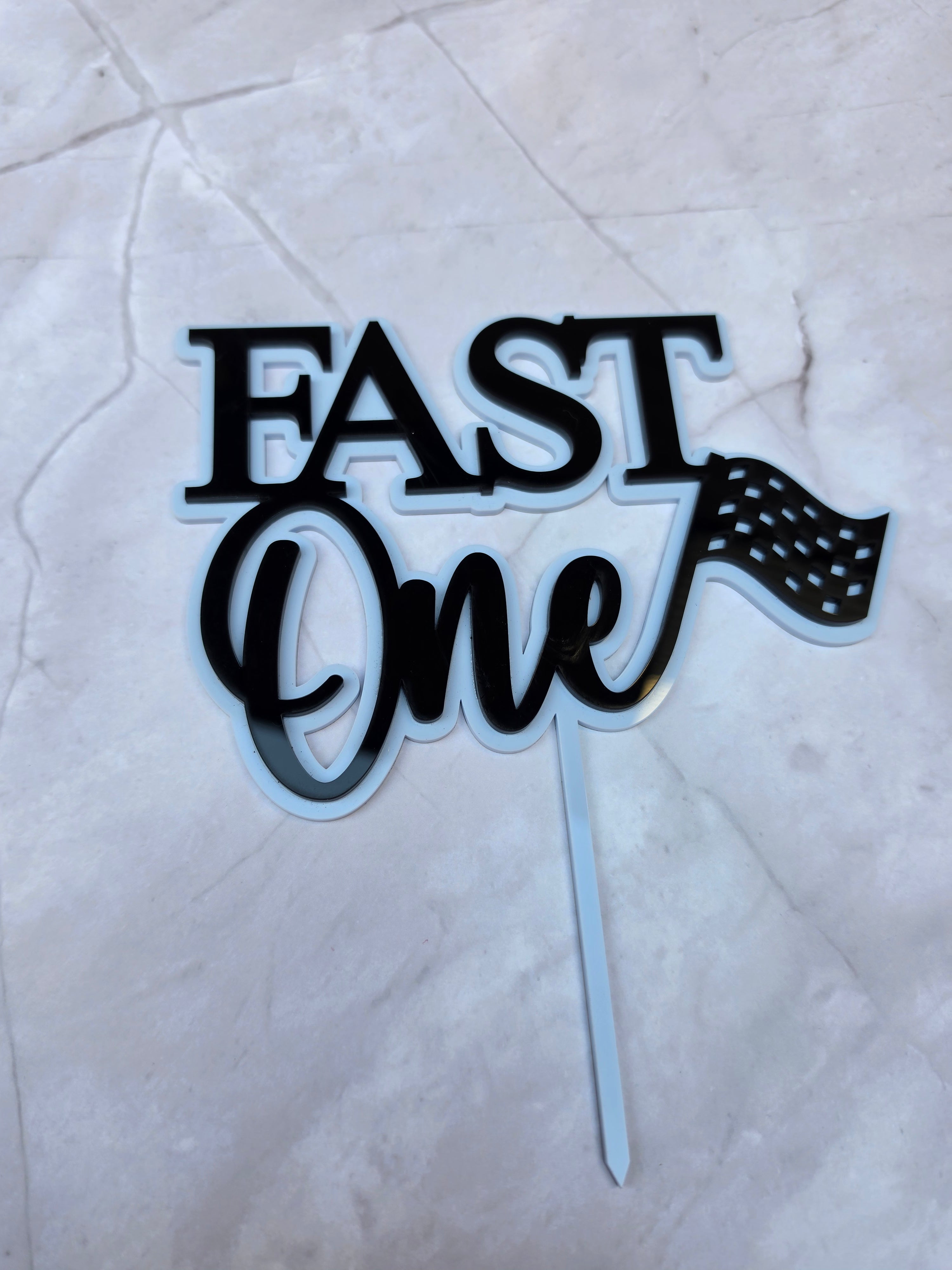 Fast ONE Cake Topper & Custom Name Cake Charm Set