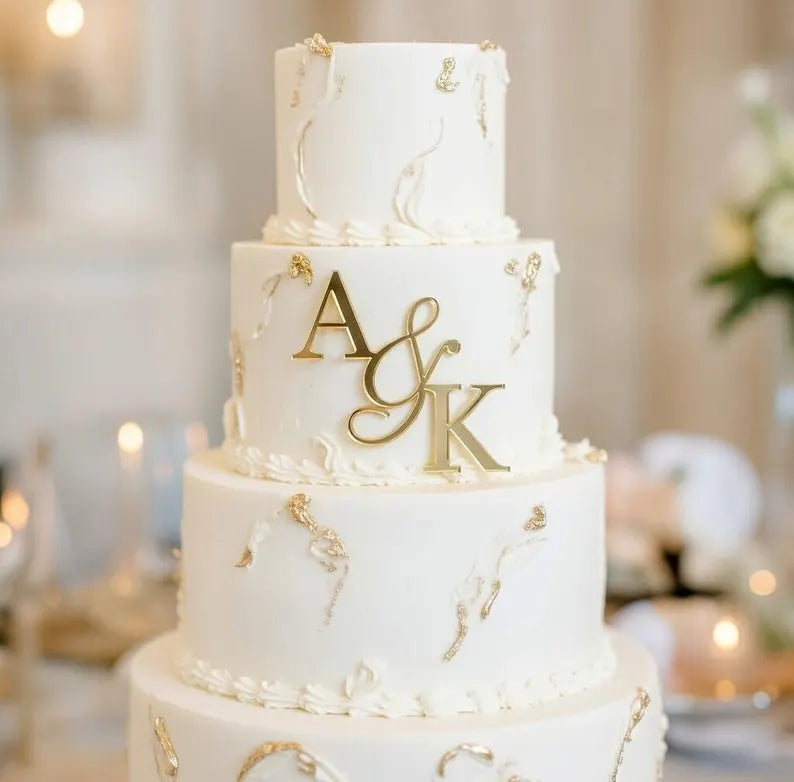 Custom Acrylic Monogram Cake Topper for Wedding Cake