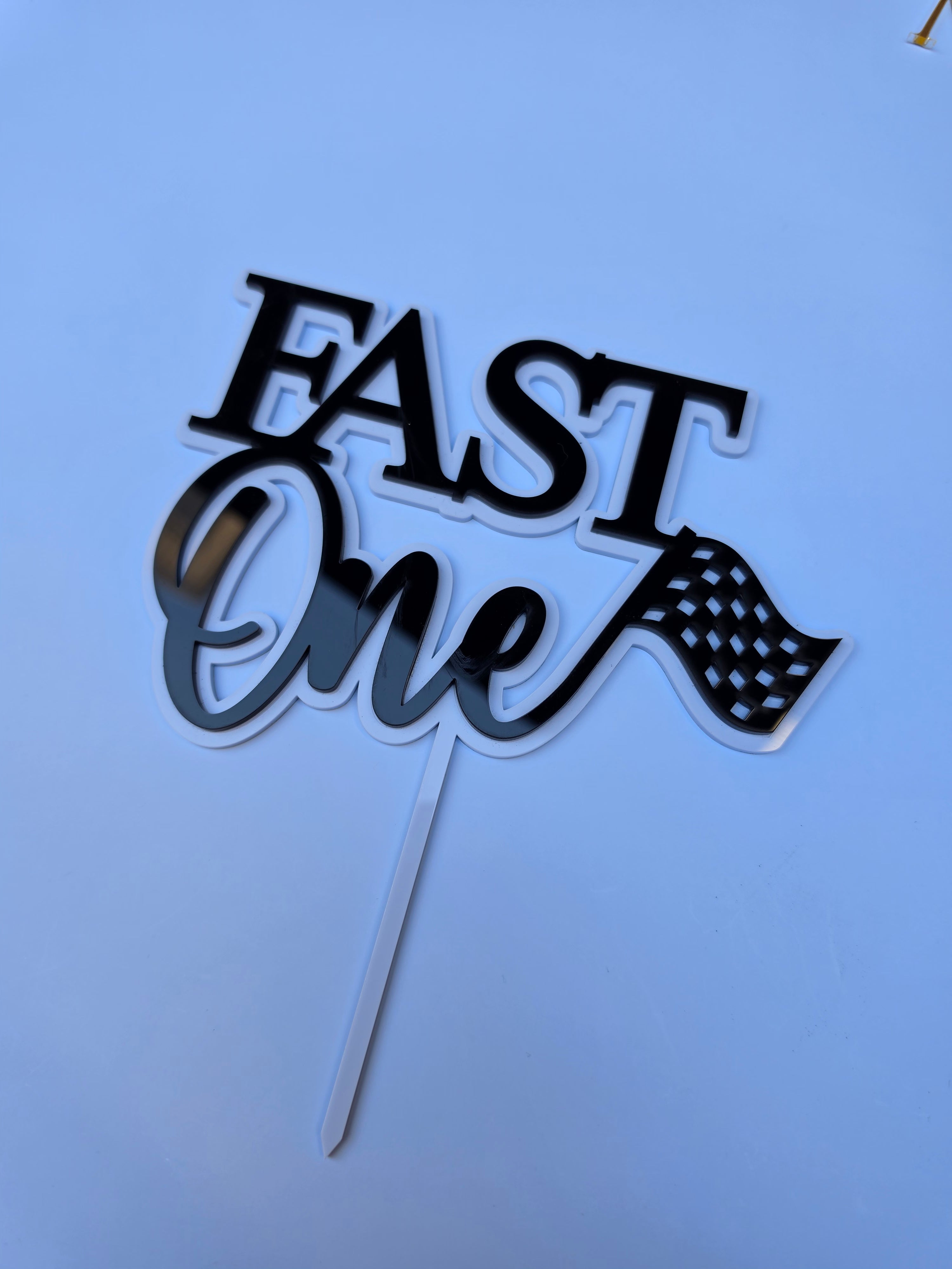 Fast ONE Cake Topper & Custom Name Cake Charm Set