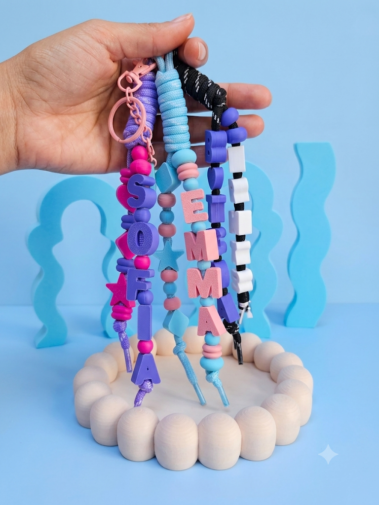 Personalized Name Bead Keychain