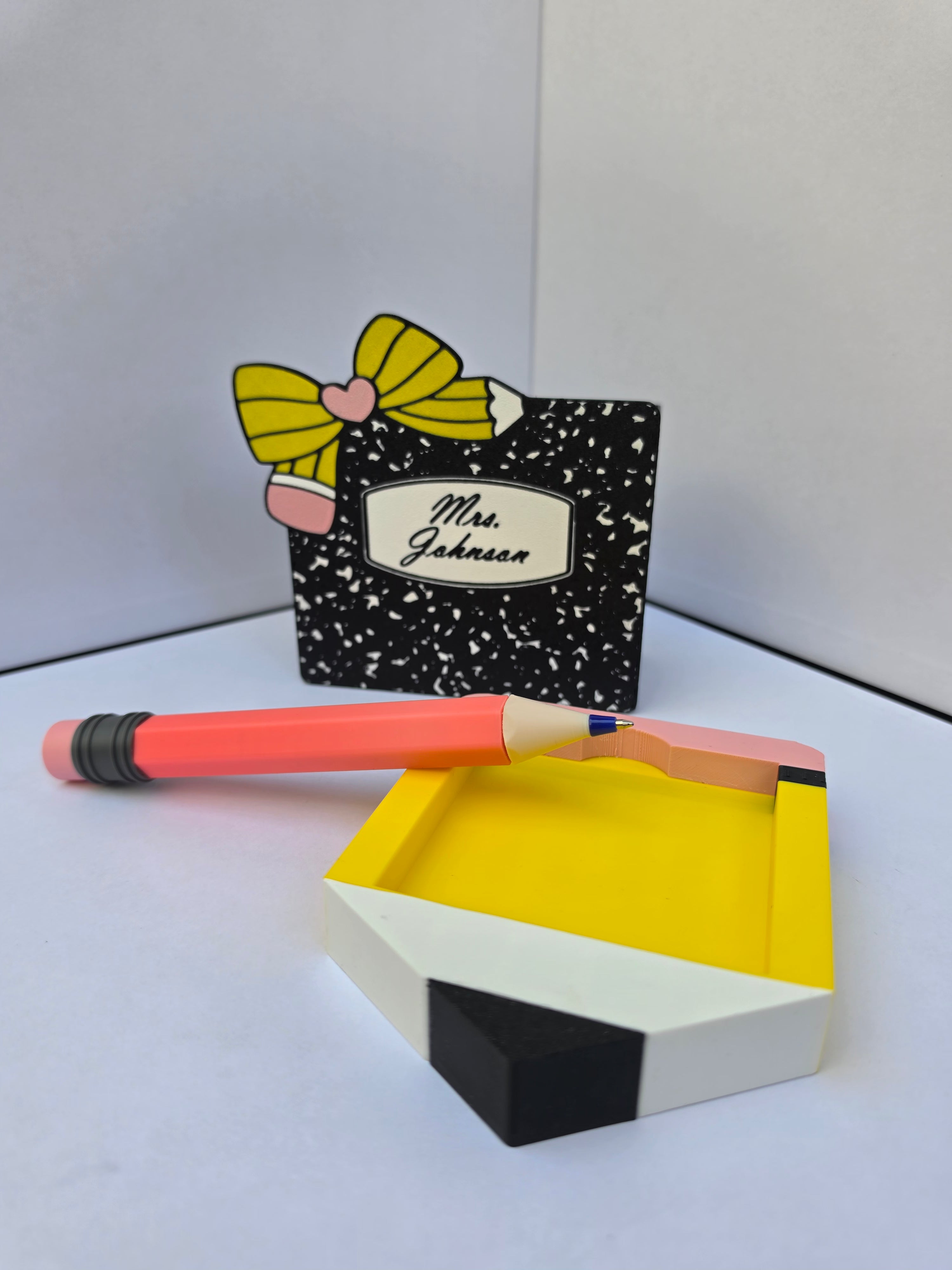 Personalized Teacher Gift | | Custom Teacher Desk Organizer | Back to School Gift | Composition Book & Pencil Pad Holder